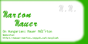 marton mauer business card